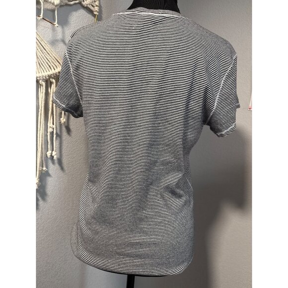 Ralph Lauren Womens XL Striped T-Shirt Black/White Cotton Short Sleeve Crew Neck - Picture 3 of 6